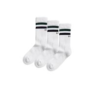 Bjorn Borg 3 Pack Core Sport Ribbbed Top Crew Socks for Men - White with Black Stripes - 7-11 UK