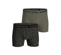 Björn Borg Men's Cotton Stretch Boxers (2-Pack) - Medium Rise & Medium Length Underwear (UK, Alpha, XL, Regular, Regular, Green, Leopard Print)