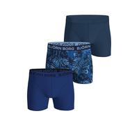 Björn Borg Men's Cotton Stretch Boxers (3-Pack) - Soft, Breathable Underwear with Comfort Waistband (UK, Alpha, M, Regular, Regular, Blue/Tropical Print/Blue)
