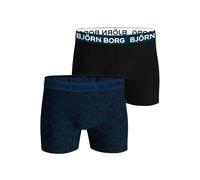 Björn Borg Men's Cotton Stretch Boxes (2-Pack) - Medium Rise & Medium Length Underwear (UK, Alpha, M, Regular, Regular, Black, Blue Print)