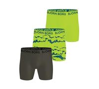 Björn Borg Men's Performance Boxers 3-Pack - Sports Underwear with Moisture-Wicking Microfiber - Quick-Dry (UK, Alpha, L, Regular, Regular, Bright Green/Print/Olive)