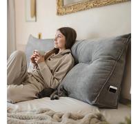 Björn&Schiller back cushion grey, 200 cm - reading pillow for bed and sofa, wedge pillow, back cushion for the wall, seat cushion, wall cushion, large with washable cover - ideal for leaning in bed