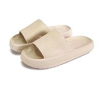 Bjork Sliders for Women Men, Quick Dry Shower Pillow Cloud Slippers Super Soft Massage House Slides (Khaki, Adult, Women, 7.5, Numeric Range, UK Footwear Size System, 8, Medium)