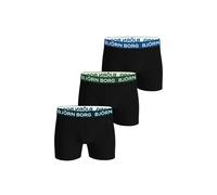 Bjorn Borg 3-Pack Coloured Waistbands Cotton Stretch Boxer Briefs, Black/Green/Blue - Small