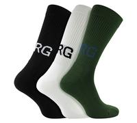 Bjorn Borg 3 Pack Core Sport Ribbbed Top Crew Socks for Men - Assorted - 7-11 UK