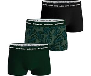 Bjorn Borg 3-Pack Geo Print Contrast Waistband Men's Boxer Trunks, Green/Black
