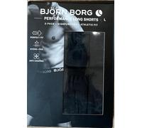 Bjorn Borg Boxer Shorts 2 Pack Performance Long Leg Plain Black Large Sport BNIB