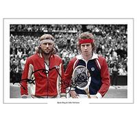 Bjorn Borg & John McEnroe Signed 12x8 Inch Photo Print Pre Printed Signature Tennis Autograph Gift