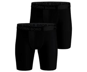 Bjorn Borg Performance Boxer Long Leg 2 Pack - Black Medium Black