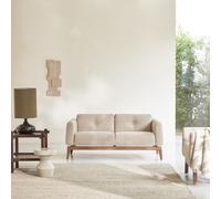Bjorn - Solid oak and beige fabric 2-seater sofa Beige