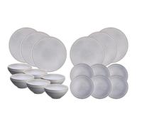 Bjorn SR-LESTG26 Essentials Stone Moon Grey 18-Piece Tableware Set, Stoneware, Light Grey, Dishwasher Safe, for 6 People