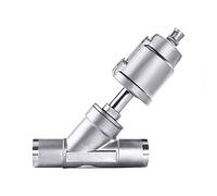 BJPCTUSF 1-1/4 Inch 304 Stainless Steel Pneumatic Welding Angle Seat Valve 16bar for Gas Normally Closed 1Pcs(Double Acting)