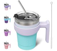 BJPKPK 10 oz Tumbler with Handle and Straw Stainless Steel Insulated Tumbler Cups for Water Or Ice Coffee,Oasis