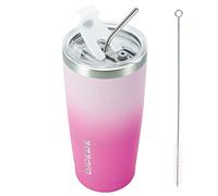 BJPKPK 20oz Stainless Steel Tumbler with Lid and Straw, Double Wall Vacuum Coffee Cup, Travel Mug for Ice Drink and Hot Beverage, Insulation Travel Tumblers Cups,Cherry Blossom