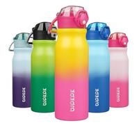 BJPKPK 25oz Insulated Water Bottle with Straw Stainless Steel Double Wall Water Bottles BPA Free Leak Proof Thermos with Lockable Flip Lid and Soft Silicone Spout,Rainbow