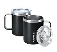 BJPKPK 2PCS Insulated Coffee Mug with Lid, 410 ml Stainless Steel Tumbler