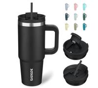 BJPKPK 30oz Stainless Steel Insulated Tumbler with Handle and Lid Straw Travel Coffee Mug Thermal Cup,Black