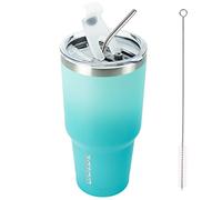 BJPKPK 30oz Stainless Steel Tumbler Color Block Insulated Tumblers Cup with Lid and Straw, Double Walled Travel Coffee Mug,Mint