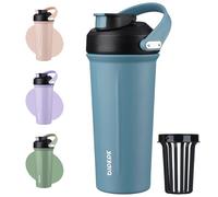 BJPKPK 750ml Insulated Tumbler with Handle Stainless Steel Shaker Water Bottle for Protein Mixes Lake Blue