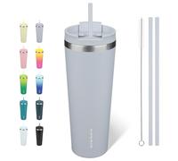 BJPKPK 780 ml Coffee Tumbler with Straw, Insulated Stainless Steel Cup | Double Wall Vacuum, Leak Proof Lid, Keeps Hot/Cold/Iced, BPA Free, Dishwasher Safe, Travel & Outdoor, Modern Blue