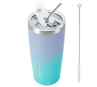 BJPKPK Insulated Stainless Steel Tumbler, Coffee Cup with Lid and Straw, Double Wall Vacuum Travel Mug, Powder Coated Leakproof Tumbler Cup,Oasis