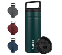 BJPKPK Insulated Water Bottle with 2 Lids,600ml Double Wall Stainless Steel Vacuum Tumbler Travel Coffee Mug,Wide Mouth Thermal Cup,Dark Green