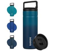 BJPKPK Insulated Water Bottle with 2 Lids,600ml Double Wall Stainless Steel Vacuum Tumbler Travel Coffee Mug,Wide Mouth Thermal Cup,Sea