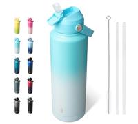 BJPKPK Insulated Water Bottle with Straw Lid, 40oz Large Thermos, BPA Free Leak Proof Stainless Steel Metal Water Bottles, Tumblers, Cups, Flasks for Travel, Sports,Sea Salt