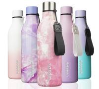 BJPKPK Insulated Water Bottles, 25 oz Stainless Steel Metal Water Bottle with Strap, BPA Free Leak Proof Thermos, Mugs, Flasks, Reusable Water Bottle for Sports & Travel, Blossom