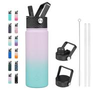 BJPKPK Insulated Water Bottles with Straw Lid, 22oz Cold & Hot Thermos, Stainless Steel Metal Water Bottle with 3 Lids, Reusable Thermos, Cups, Mugs for Daily Use-Oasis
