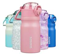 BJPKPK Stainless Steel Insulated Water Bottle with Straw Lid 14oz Reusable Metal Thermos Bottles Keep Cold and Hot,Light Pink