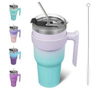 BJPKPK Tumbler with Handle 40 oz Stainless Steel Double Wall Insulated Tumbler Cups with Lid and Straw,Oasis
