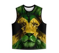 BJQ Men's Jamaica Lion Tank Top Jamaican Flag Graphic Printed Vest Shirt Quick Dry Sleeveless Sports Gym Fitness Tank Top, Yellow, Medium