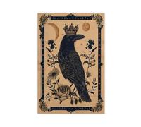 BJQUITGF Crowned Raven Gothic Crow Mystical Moon Canvas Poster Bedroom Decor Landscape Office Room Decor Gift 24x36inch(60x90cm)
