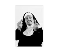 BJQUITGF Funny Nun Middle Fingers Vintage Canvas Poster Bedroom Decor Landscape Office Room Decor Gift 24x36inch(60x90cm)