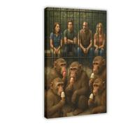 BJQUITGF Humans In The Cage Animal Rights Canvas Poster Wall Art Decor Print Picture Paintings for Living Room Bedroom Decoration 16x24inch(40x60cm)