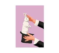 BJQUITGF Magic Mid-Century Surreal Rabbit Canvas Poster Bedroom Decor Landscape Office Room Decor Gift 16x24inch(40x60cm)
