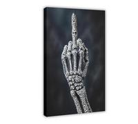 BJQUITGF Middle Finger Skeleton Rhinestone Skeleton Hand Canvas Poster Bedroom Decor Landscape Office Room Decor Gift 24x36inch(60x90cm)