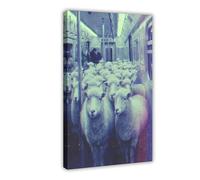 BJQUITGF Sheep Subway Retro Futuristic Canvas Poster Bedroom Decor Landscape Office Room Decor Gift 24x36inch(60x90cm)