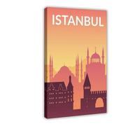 BJQUITGF Solid Color World City Turkey Istanbul Canvas Poster Bedroom Decor Landscape Office Room Decor Gift 20x30inch(50x75cm)