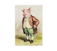 BJQUITGF Vintage Pig Gentleman Anthropomorphic Canvas Poster Bedroom Decor Landscape Office Room Decor Gift 16x24inch(40x60cm)