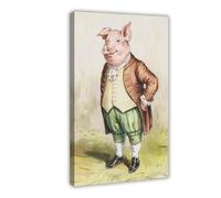 BJQUITGF Vintage Pig Gentleman Anthropomorphic Canvas Poster Bedroom Decor Landscape Office Room Decor Gift 12x18inch(30x45cm)