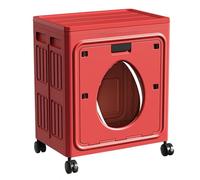 BJSXHZYGT Large Capacity Clothes Hampers with Lid, Laundry Basket with Wheels, Collapsible Hamper with Transparent Window for Bedroom, Apartment(Red)