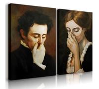 BJVJKSU Funny Bathroom Canvas Wall Art Vintage mid century Style Prints Wall Decor Black and White Humor Classical Toilet Bad Smell Pictures Poster Amusing Lady Man Painting Gift(8x10in)