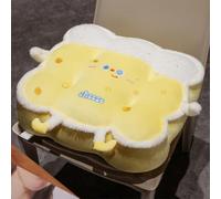 BJWU Cheese Shaped Seat Cushion - Thickened Raised Chair Pad, Lumbar Back Support for Office Car Dining Chair, Cute Plush Food Pillow for Home Sofa Bedroom Floor (White Yellow,13.8"×15.7"×5.9")