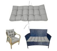 BJWU Garden Chair Cushions with High Back - 106x53cm Waterproof Thick Seat & Back Cushions for Indoor/Outdoor, Tufted Replacement Pads with Ties Suitable for Rattan Furniture (Dark Grey)