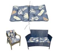 BJWU Garden Chair Cushions with High Back - 106x53cm Waterproof Thick Seat & Back Cushions for Indoor/Outdoor, Tufted Replacement Pads with Ties Suitable for Rattan Furniture (Grey Leaves)