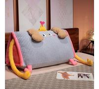 BJWU Plush Adult Reading Pillow for Bed - Wedge-Shaped Lumbar Back Support Cushion with Removable Cover, Gaming Cuddle Pillow, Long Headboard Backrest for Sit Up in Bed (Blue,Large - 95×50cm)