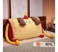 BJWU Plush Adult Reading Pillow for Bed - Wedge-Shaped Lumbar Back Support Cushion with Removable Cover, Gaming Cuddle Pillow, Long Headboard Backrest for Sit Up in Bed (Yellow,Large - 95×50cm)