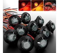 BJZ - 3/4" LED Trailer Lights Red Amber Dual Color 4 LED Round Brake Turn Signal 12V for Trailer Truck RV ATV Bus 10pcs with Lens